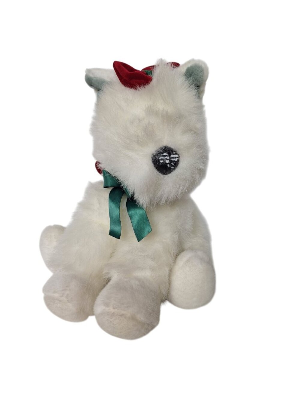 Vtg 1997 Commonwealth Fashion Bug Christmas Westie Dog White Stuffed Animal 14"